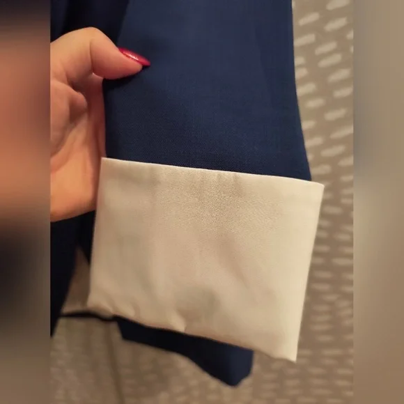 VERONICA BEARD Obie Marine Dickey Jacket navy sleeves 3/4 size 4 - Picture 4 of 5